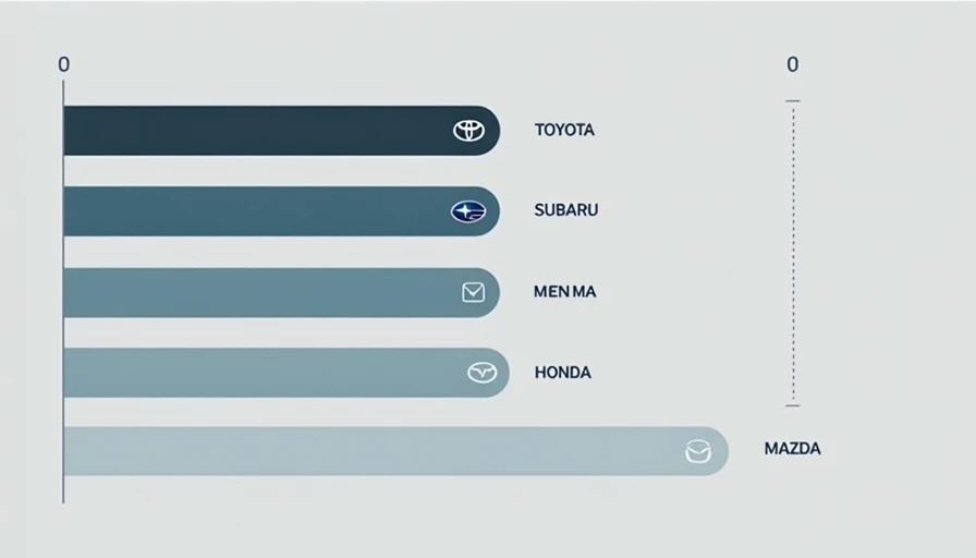 Horizontal bar chart comparing five-year retained value percentages for Toyota Subaru Honda and Mazda with brand emblems showing narrowing resale value gap between the segment leader and closest rivals for family SUV buyers