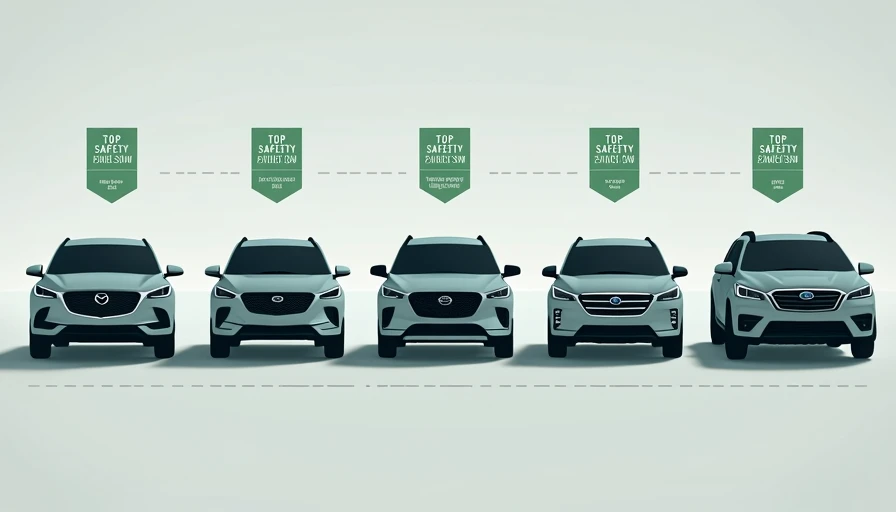 2026 IIHS-approved three-row SUVs for families after minivan safety shortfall — DriveByNumbers Five three-row SUVs including Mazda CX-90 Hyundai Santa Fe Kia Sorento Nissan Pathfinder and Subaru Ascent with IIHS Top Safety Pick badges lined up above a safety threshold line showing alternatives after minivans failed 2026 crash tests