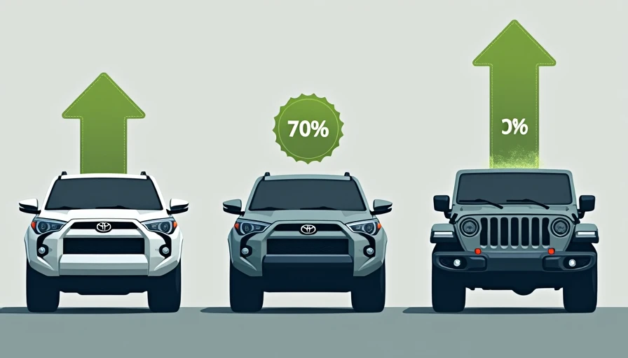 Top three midsize SUVs for resale value including Toyota 4Runner Toyota Grand Highlander and Jeep Wrangler with retained value percentage badges showing segment-leading depreciation performance after three to five years