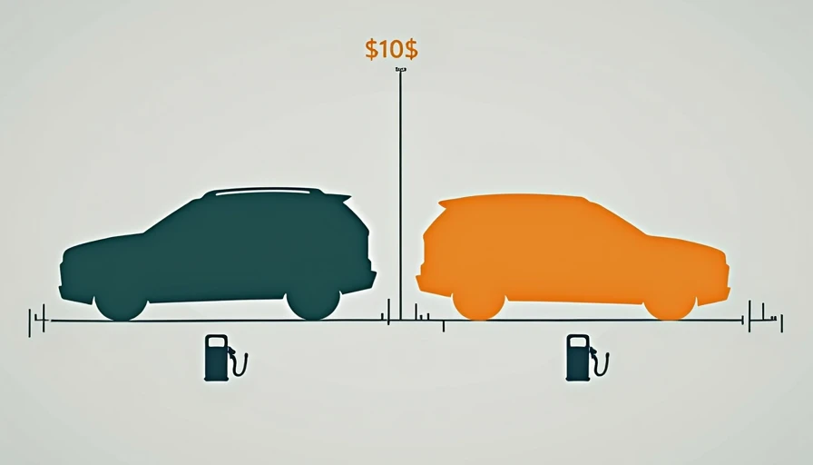 Two gas-powered SUV silhouettes side by side with fuel cost comparison bars showing the annual dollar difference between the most efficient and least efficient non-hybrid models for family buyers calculating yearly gas expenses