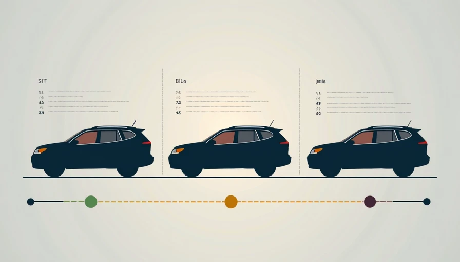 Three SUV silhouettes with color-coded warning indicators showing varying levels of safety concern under updated IIHS crash test standards with amber and red accents distinguishing vehicles requiring closer inspection by family SUV buyers